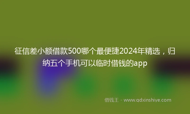 征信差小额借款500哪个最便捷2024年精选，归纳五个手机可以临时借钱的app