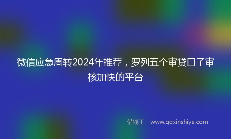 微信应急周转2024年推荐，罗列五个审贷口子审核加快的平台