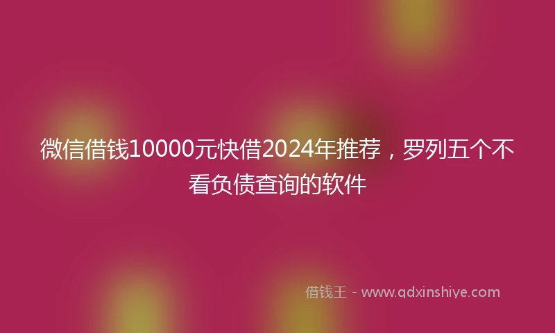 微信借钱10000元快借2024年推荐，罗列五个不看负债查询的软件
