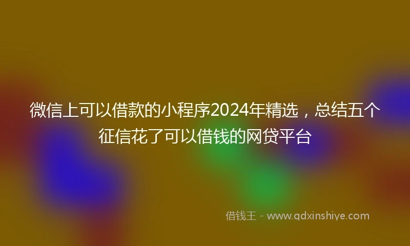 微信上可以借款的小程序2024年精选，总结五个征信花了可以借钱的网贷平台