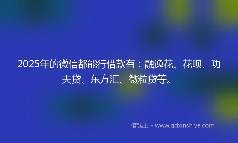 2025年的微信都能行借款有：融逸花、花呗、功夫贷、东方汇、微粒贷等。