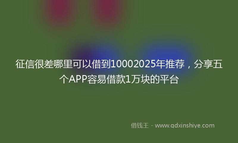 征信很差哪里可以借到10002025年推荐，分享五个APP容易借款1万块的平台