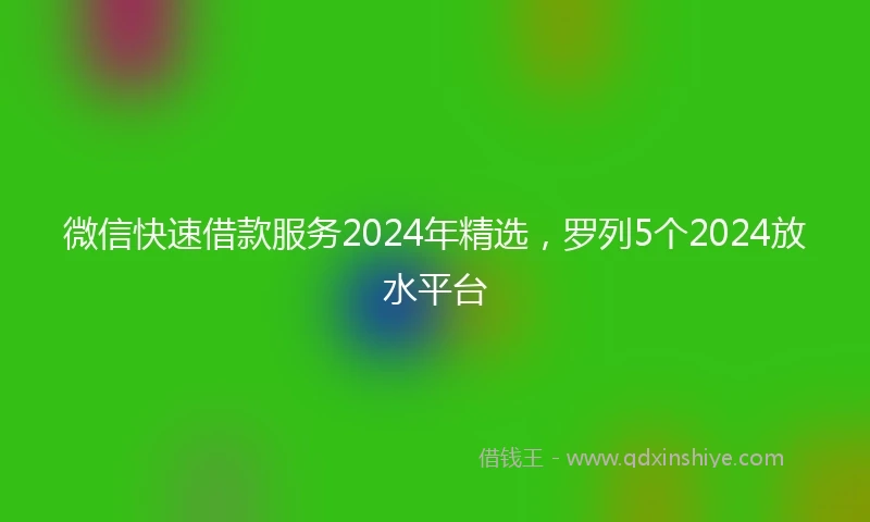微信快速借款服务2024年精选，罗列5个2024放水平台