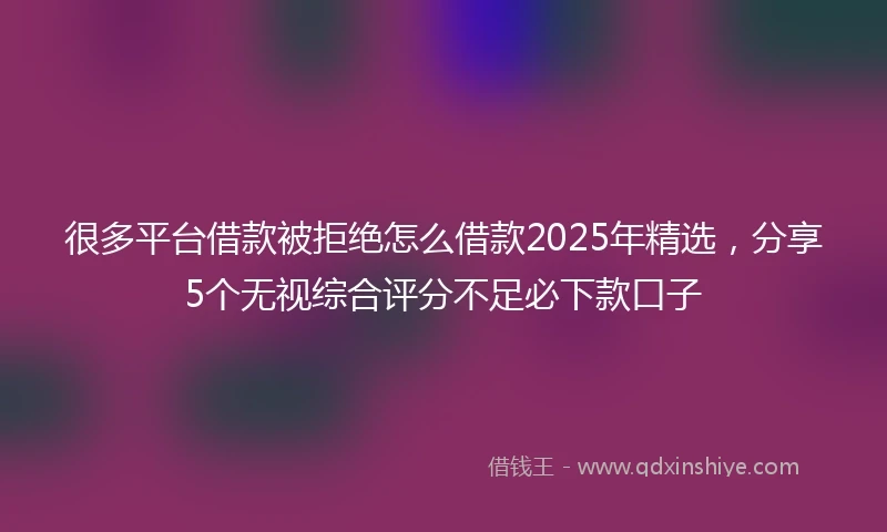 很多平台借款被拒绝怎么借款2025年精选，分享5个无视综合评分不足必下款口子