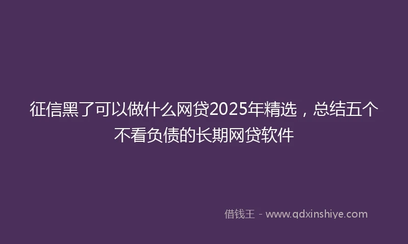 征信黑了可以做什么网贷2025年精选，总结五个不看负债的长期网贷软件