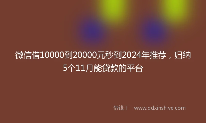 微信借10000到20000元秒到2024年推荐，归纳5个11月能贷款的平台