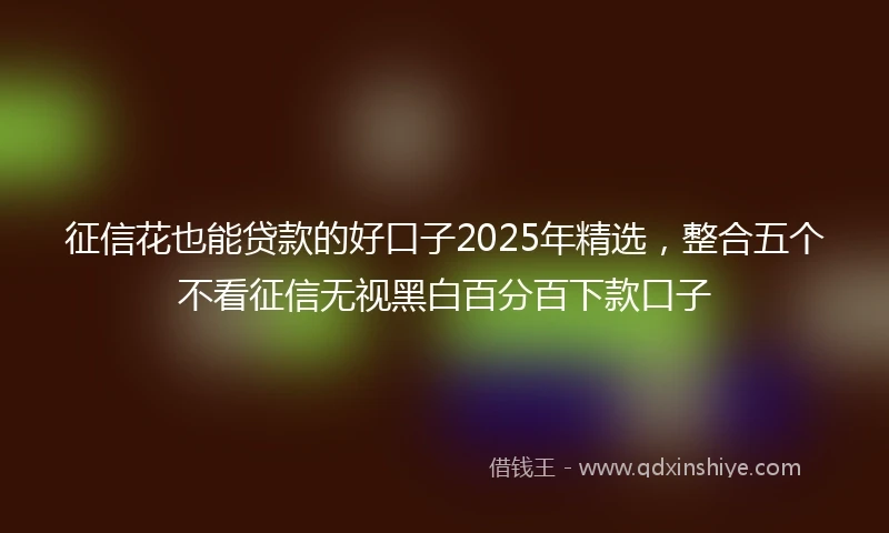 征信花也能贷款的好口子2025年精选，整合五个不看征信无视黑白百分百下款口子