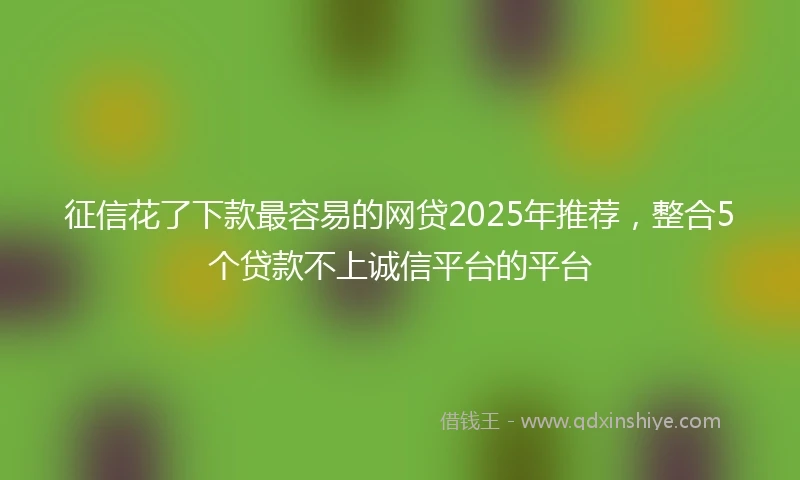 征信花了下款最容易的网贷2025年推荐，整合5个贷款不上诚信平台的平台