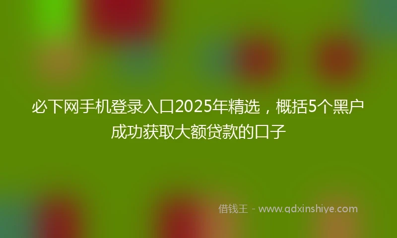 必下网手机登录入口2025年精选，概括5个黑户成功获取大额贷款的口子