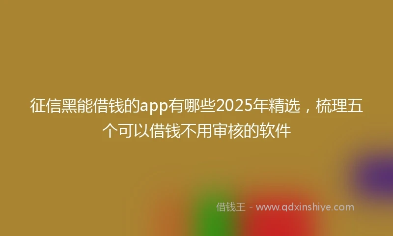 征信黑能借钱的app有哪些2025年精选，梳理五个可以借钱不用审核的软件