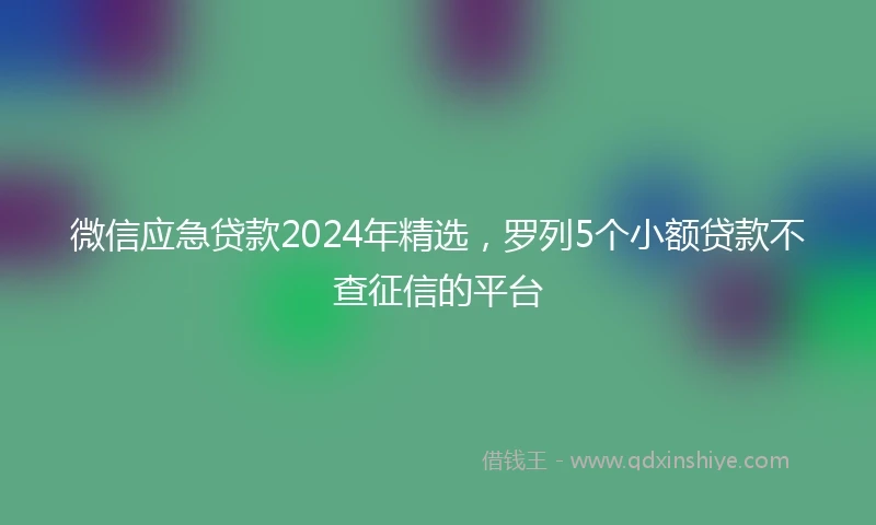 微信应急贷款2024年精选，罗列5个小额贷款不查征信的平台