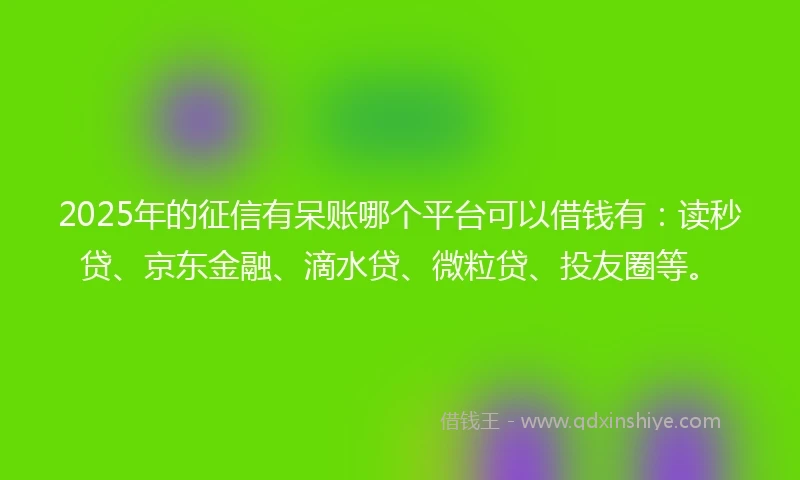 2025年的征信有呆账哪个平台可以借钱有：读秒贷、京东金融、滴水贷、微粒贷、投友圈等。