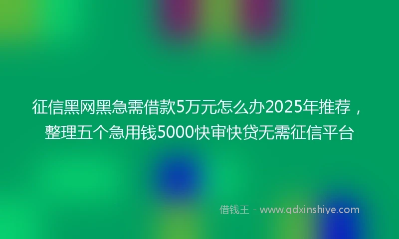 征信黑网黑急需借款5万元怎么办2025年推荐，整理五个急用钱5000快审快贷无需征信平台
