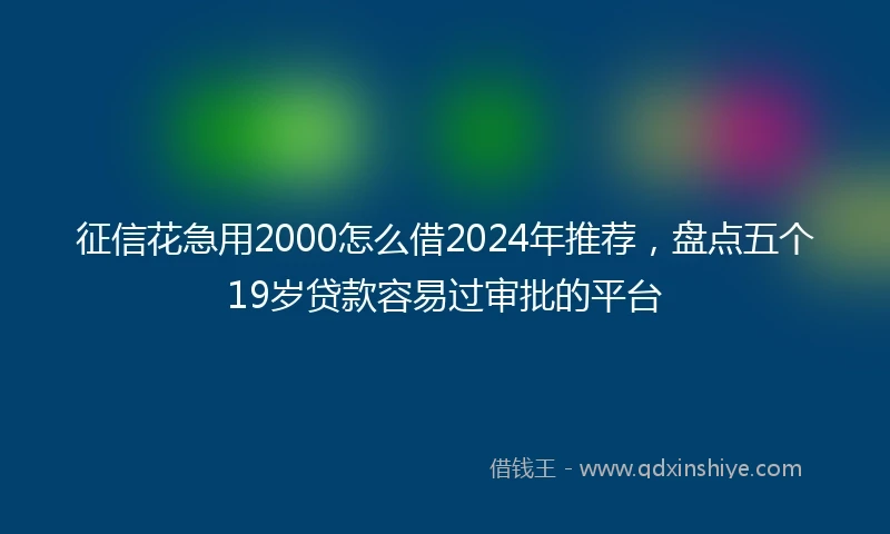 征信花急用2000怎么借2024年推荐，盘点五个19岁贷款容易过审批的平台