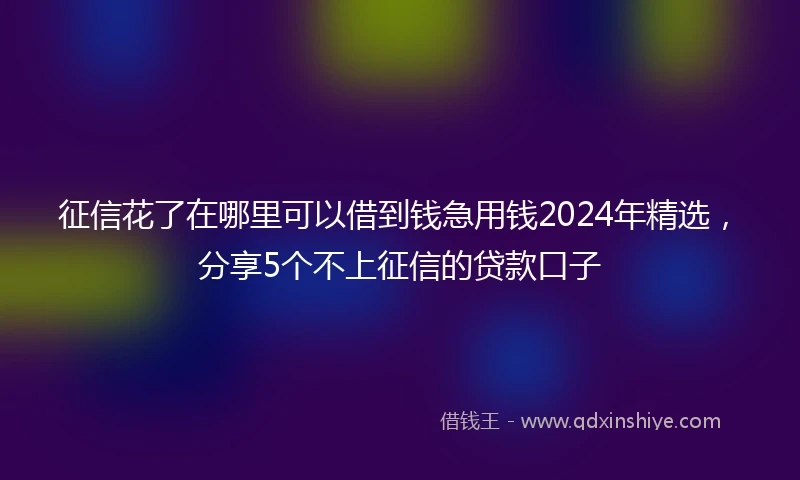 征信花了在哪里可以借到钱急用钱2024年精选，分享5个不上征信的贷款口子
