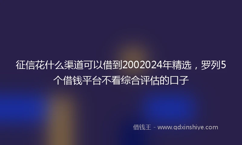 征信花什么渠道可以借到2002024年精选，罗列5个借钱平台不看综合评估的口子