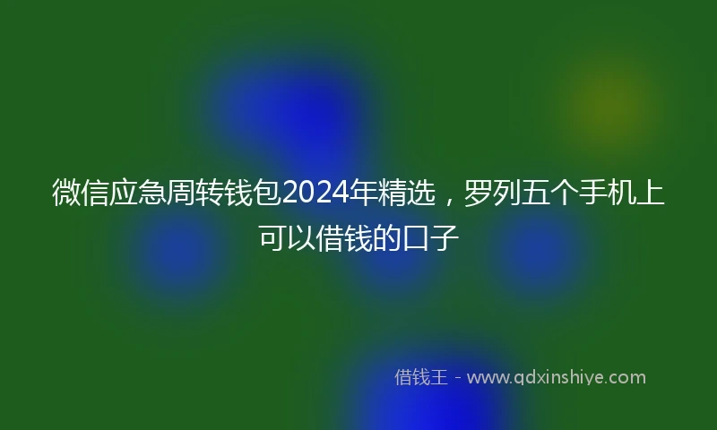 微信应急周转钱包2024年精选，罗列五个手机上可以借钱的口子