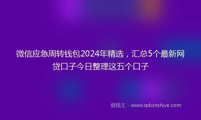 微信应急周转钱包2024年精选，汇总5个最新网贷口子今日整理这五个口子