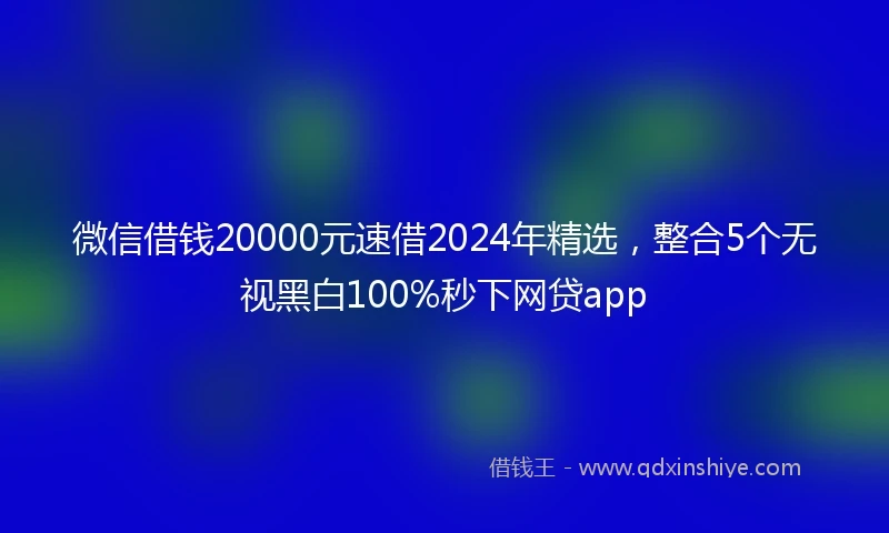 微信借钱20000元速借2024年精选，整合5个无视黑白100%秒下网贷app