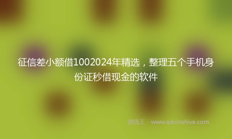征信差小额借1002024年精选，整理五个手机身份证秒借现金的软件