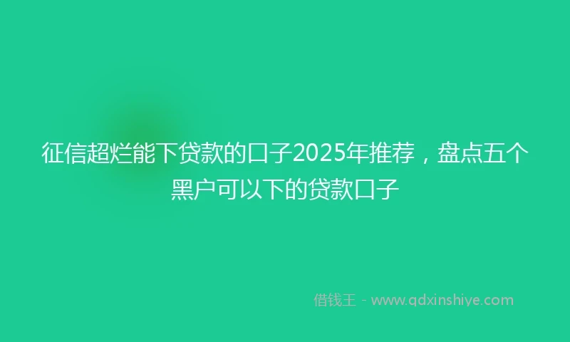 征信超烂能下贷款的口子2025年推荐，盘点五个黑户可以下的贷款口子
