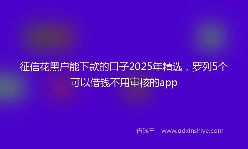 征信花黑户能下款的口子2025年精选，罗列5个可以借钱不用审核的app