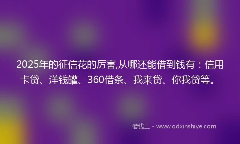 2025年的征信花的厉害,从哪还能借到钱有：信用卡贷、洋钱罐、360借条、我来贷、你我贷等。