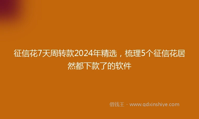 征信花7天周转款2024年精选，梳理5个征信花居然都下款了的软件