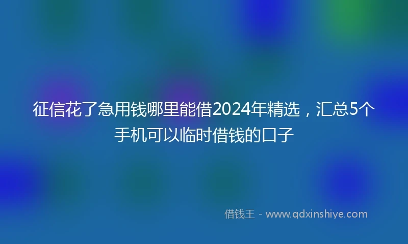 征信花了急用钱哪里能借2024年精选，汇总5个手机可以临时借钱的口子