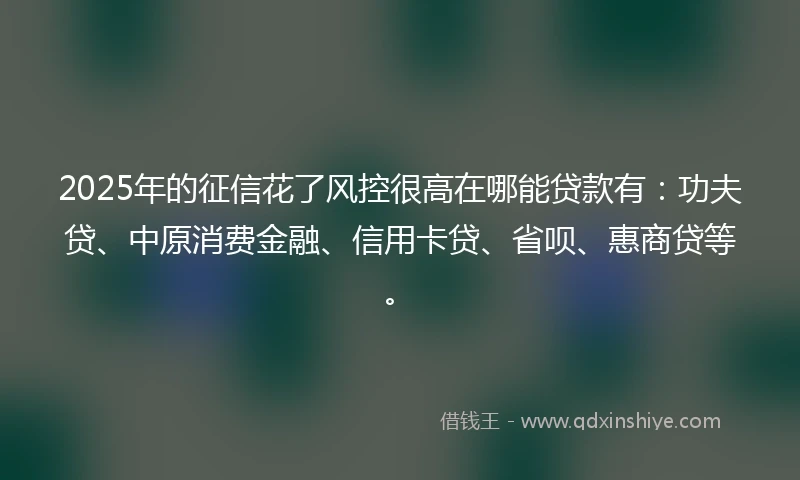 2025年的征信花了风控很高在哪能贷款有：功夫贷、中原消费金融、信用卡贷、省呗、惠商贷等。