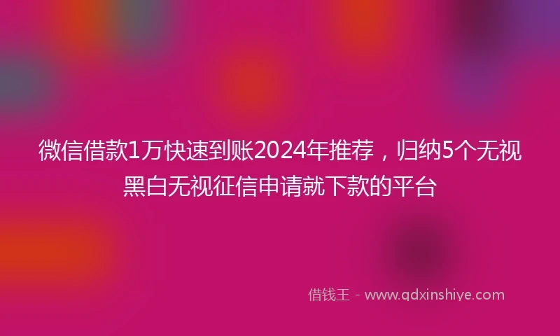 微信借款1万快速到账2024年推荐，归纳5个无视黑白无视征信申请就下款的平台