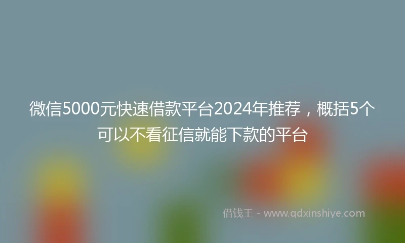 微信5000元快速借款平台2024年推荐，概括5个可以不看征信就能下款的平台