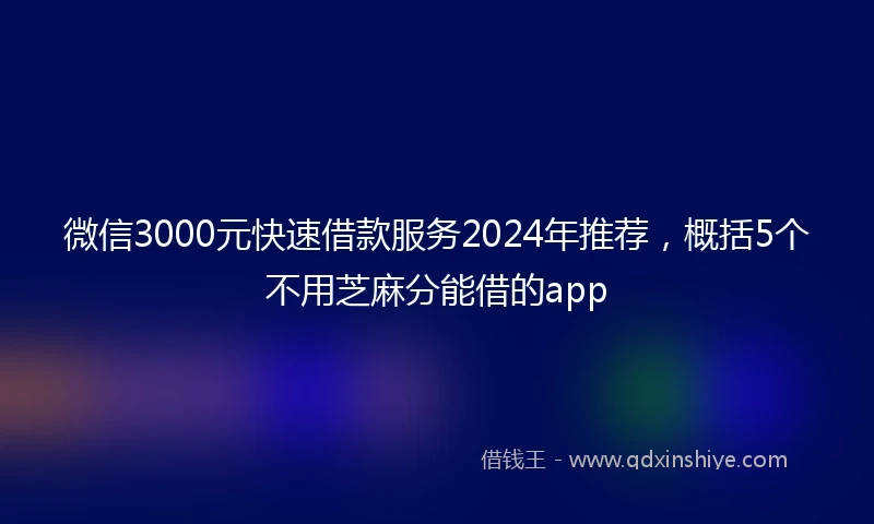 微信3000元快速借款服务2024年推荐，概括5个不用芝麻分能借的app