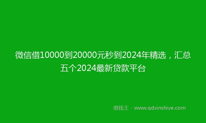 微信借10000到20000元秒到2024年精选，汇总五个2024最新贷款平台