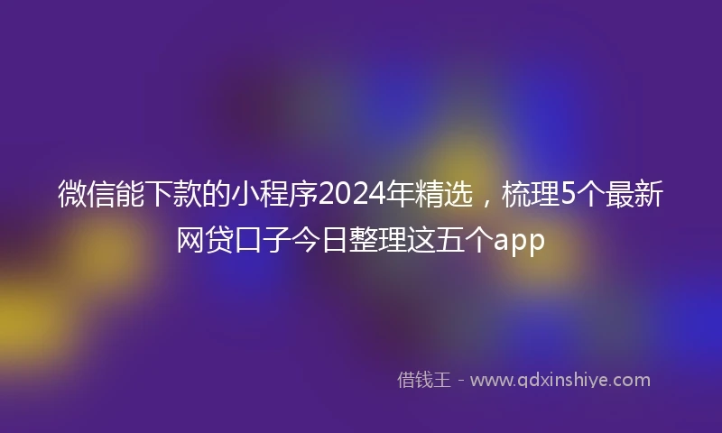 微信能下款的小程序2024年精选，梳理5个最新网贷口子今日整理这五个app