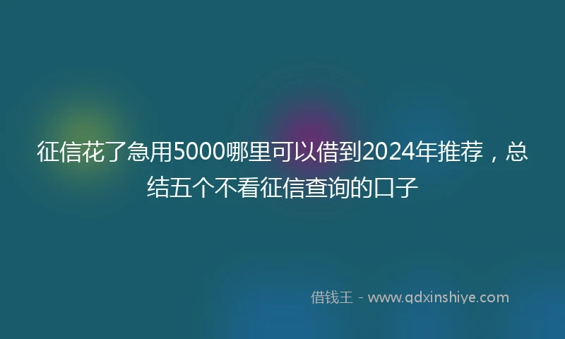 征信花了急用5000哪里可以借到2024年推荐，总结五个不看征信查询的口子