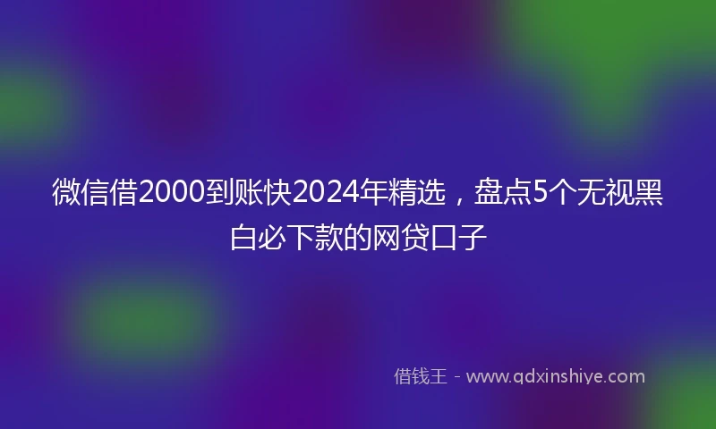 微信借2000到账快2024年精选，盘点5个无视黑白必下款的网贷口子
