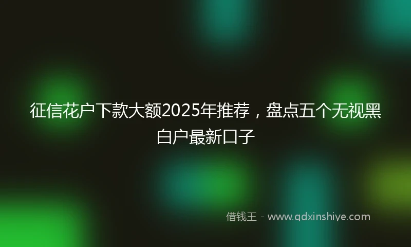 征信花户下款大额2025年推荐，盘点五个无视黑白户最新口子