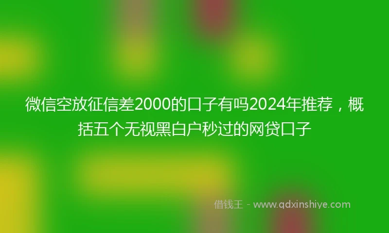 微信空放征信差2000的口子有吗2024年推荐,概括五个无视黑白户秒过的网贷口子