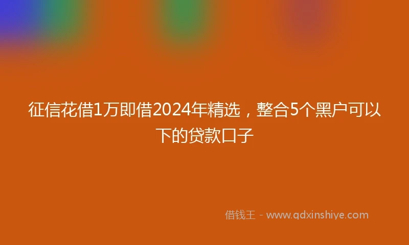 征信花借1万即借2024年精选，整合5个黑户可以下的贷款口子
