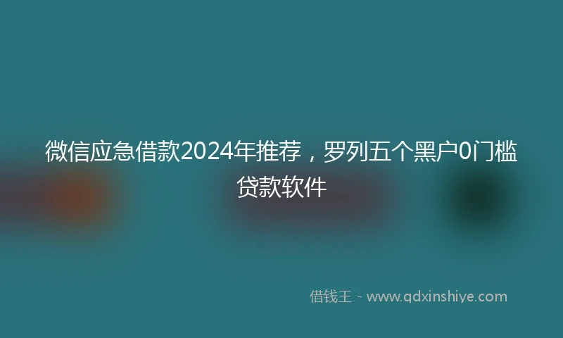 微信应急借款2024年推荐，罗列五个黑户0门槛贷款软件