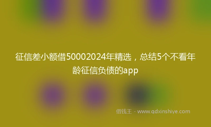 征信差小额借50002024年精选，总结5个不看年龄征信负债的app