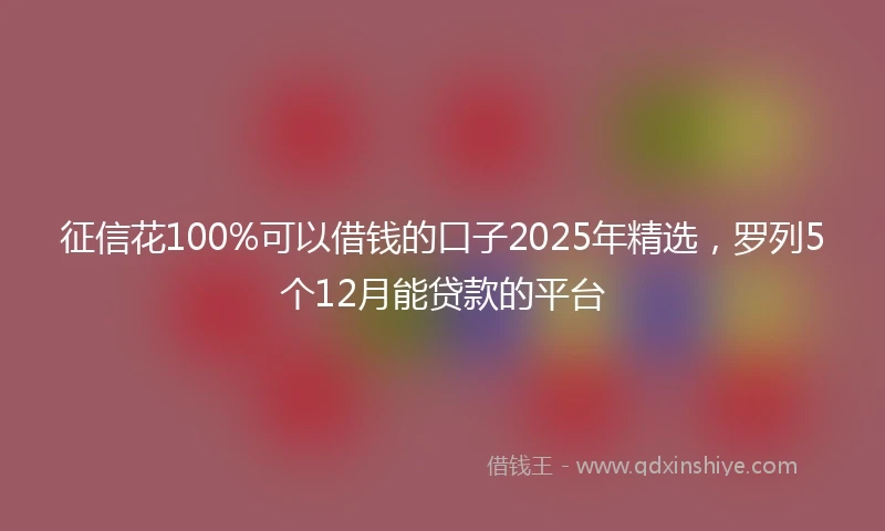 征信花100%可以借钱的口子2025年精选，罗列5个12月能贷款的平台