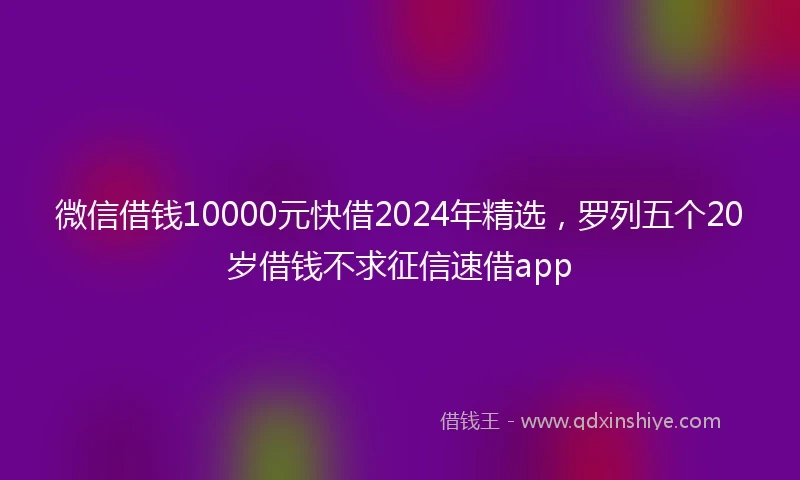 微信借钱10000元快借2024年精选，罗列五个20岁借钱不求征信速借app