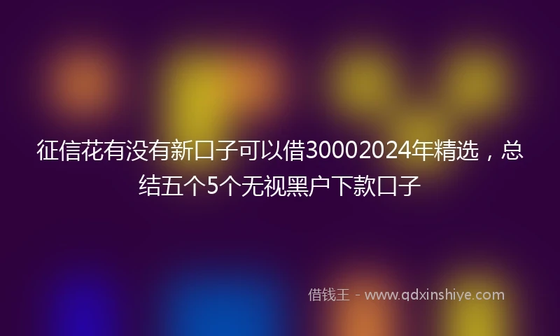 征信花有没有新口子可以借30002024年精选,总结五个5个无视黑户下款口子