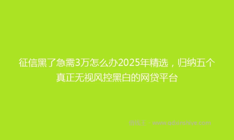 征信黑了急需3万怎么办2025年精选，归纳五个真正无视风控黑白的网贷平台