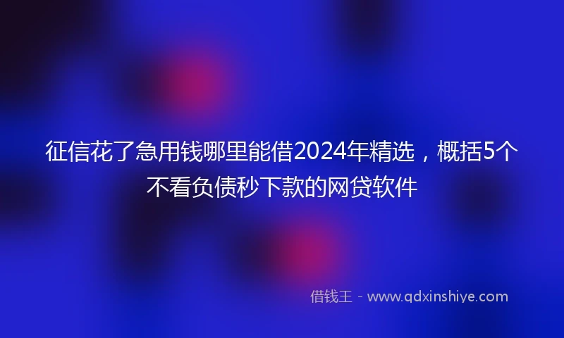 征信花了急用钱哪里能借2024年精选，概括5个不看负债秒下款的网贷软件