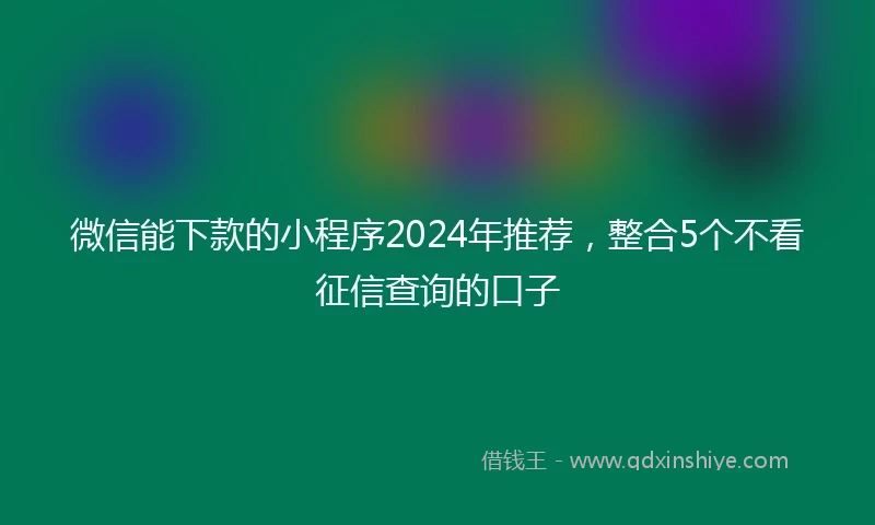 微信能下款的小程序2024年推荐,整合5个不看征信查询的口子