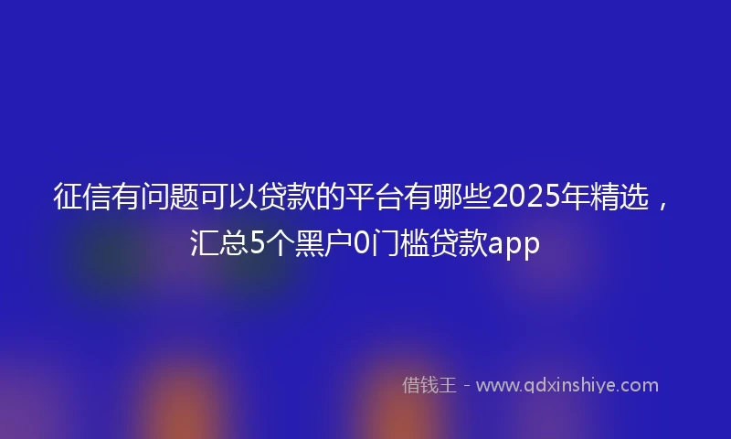 征信有问题可以贷款的平台有哪些2025年精选，汇总5个黑户0门槛贷款app