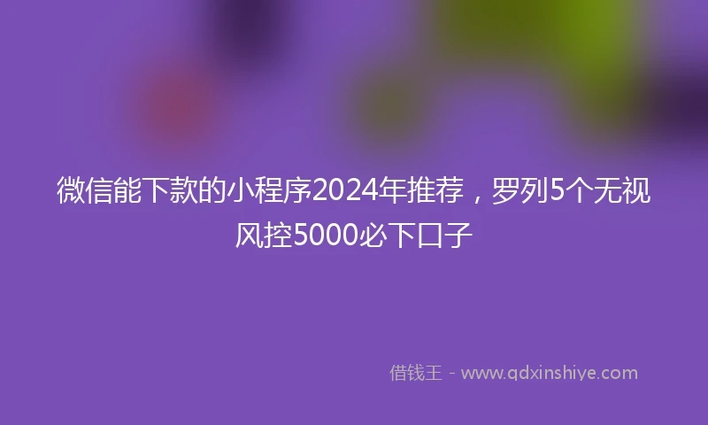 微信能下款的小程序2024年推荐，罗列5个无视风控5000必下口子